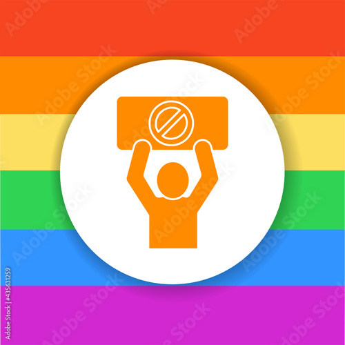 LGBT protest glyph color line icon. No homofobia.