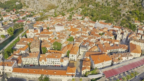 Kotor. The old town of Kotor from above. Montenegro. View from above. Aerial photography