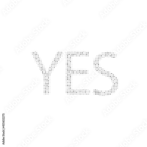 The yes symbol filled with black dots. Pointillism style. Vector illustration on white background