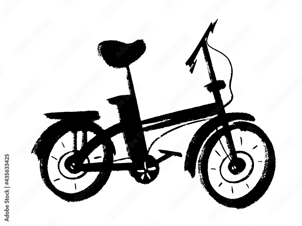 Naklejka premium Folding e-bike by art line for design in different styles. Vector illustration.