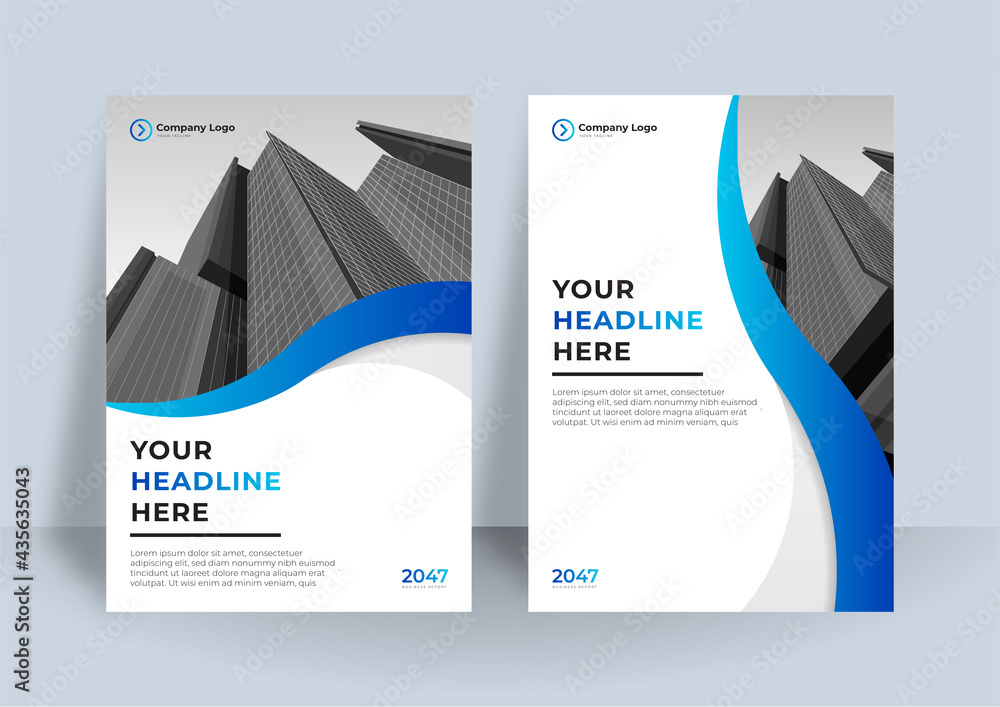 Modern blue and white wave curve design template for poster flyer ...