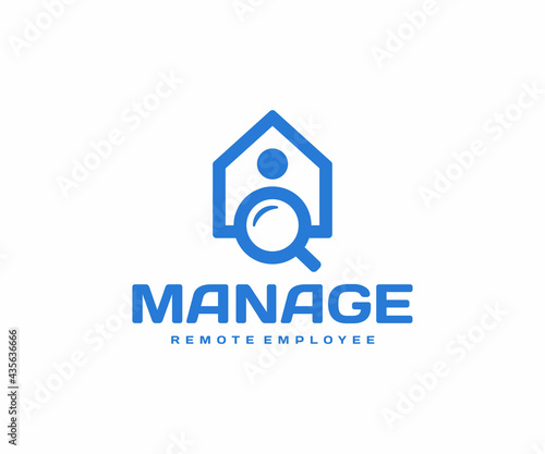 On demand staffing logo design. Remote employee vector design. Human resource logotype