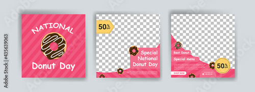 National donut day. The special menu for national donut day. Banner vector for social media ads, web ads, business messages, discount flyers and big sale banners.