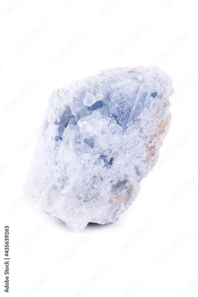 macro mineral celestite stone on a white background macro mineral celestite stone on a white background