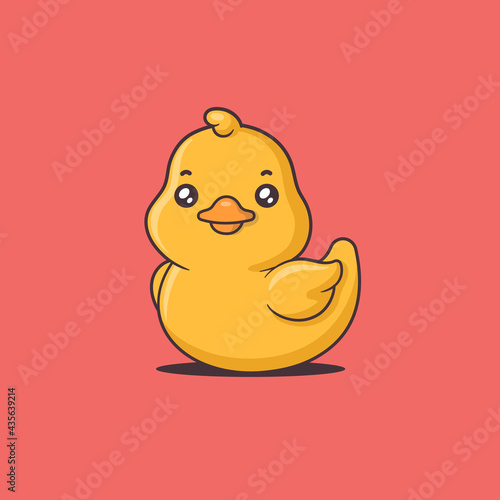 Rubber duck kawaii cartoon character vector illustration