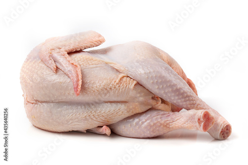 Photos Raw chicken carcass isolated on a white background. Close-up