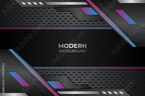 Abstract Modern Dark Glossy Metallic Background with Red and Blue Gradient Color
