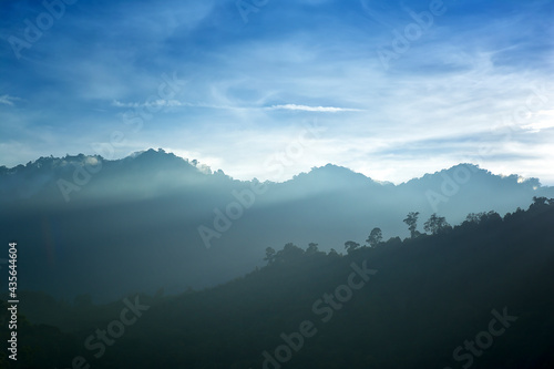 Light through the beautiful mountains