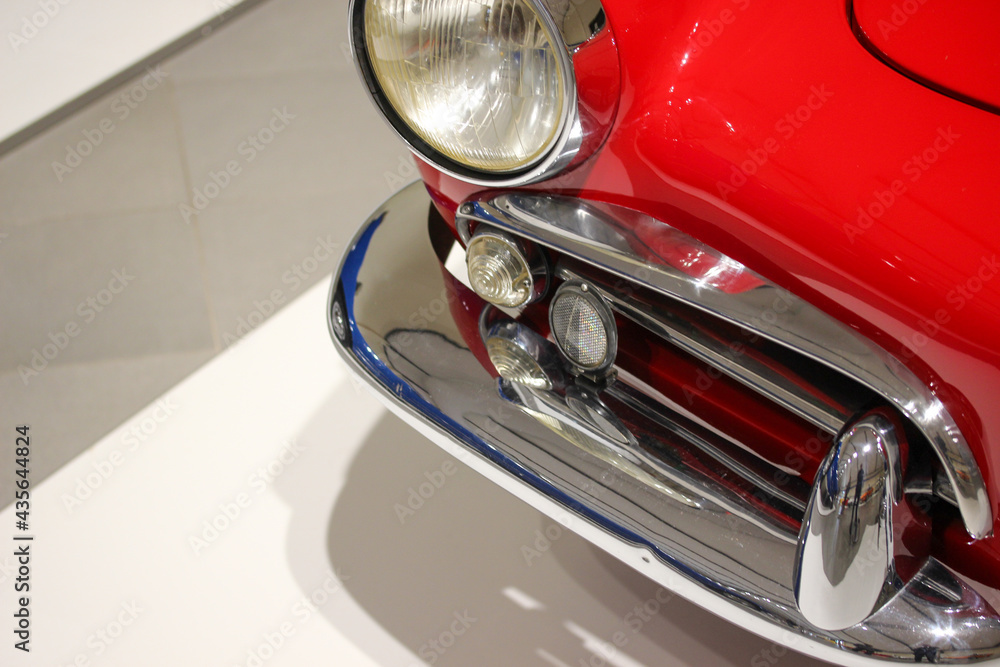 Red vintage car headlight