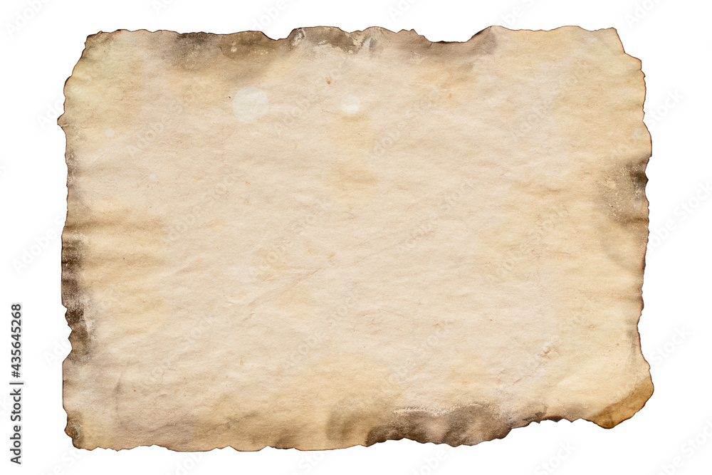 old brown grunge paper isolated on white background