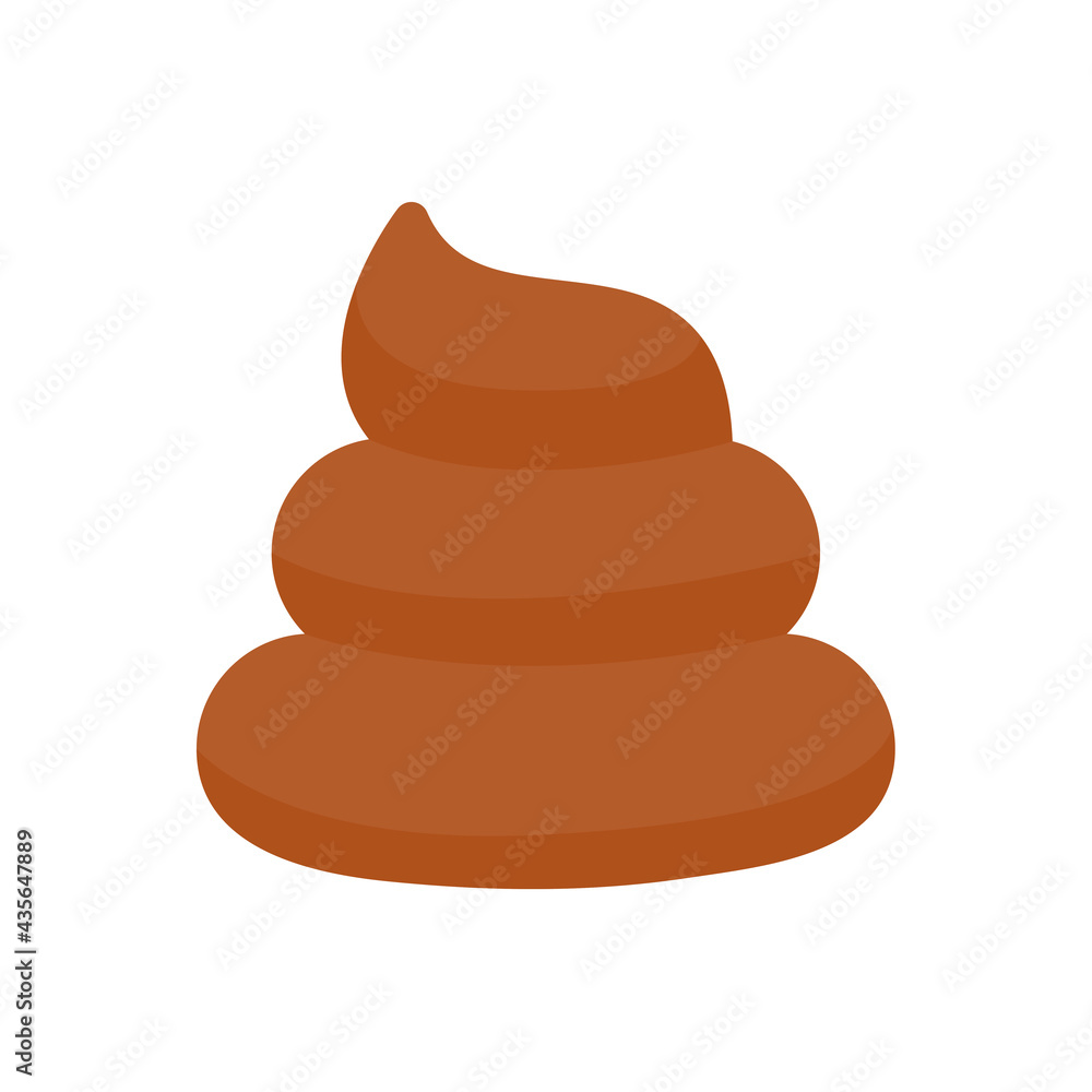 Shit icon. Yellow feces that smell so bad that flies fly around. Simple flat vector design.