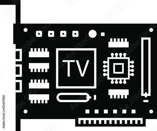 TV tuner card Icon Isolated on White Background. PCI Internal Tuner