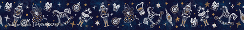 Christmas horizontal vector seamless Nutcracker border. 