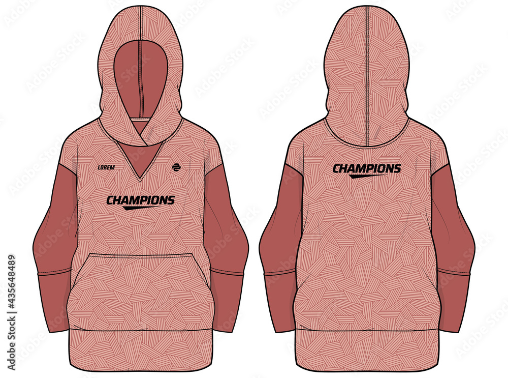 Women Long sleeve Hoodie jacket sweatshirt design template in