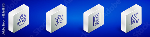 Set Isometric line Ladybug, Beetle, Book about insect and Hive for bees icon. Vector
