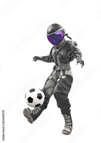 astronaut girl is playing football