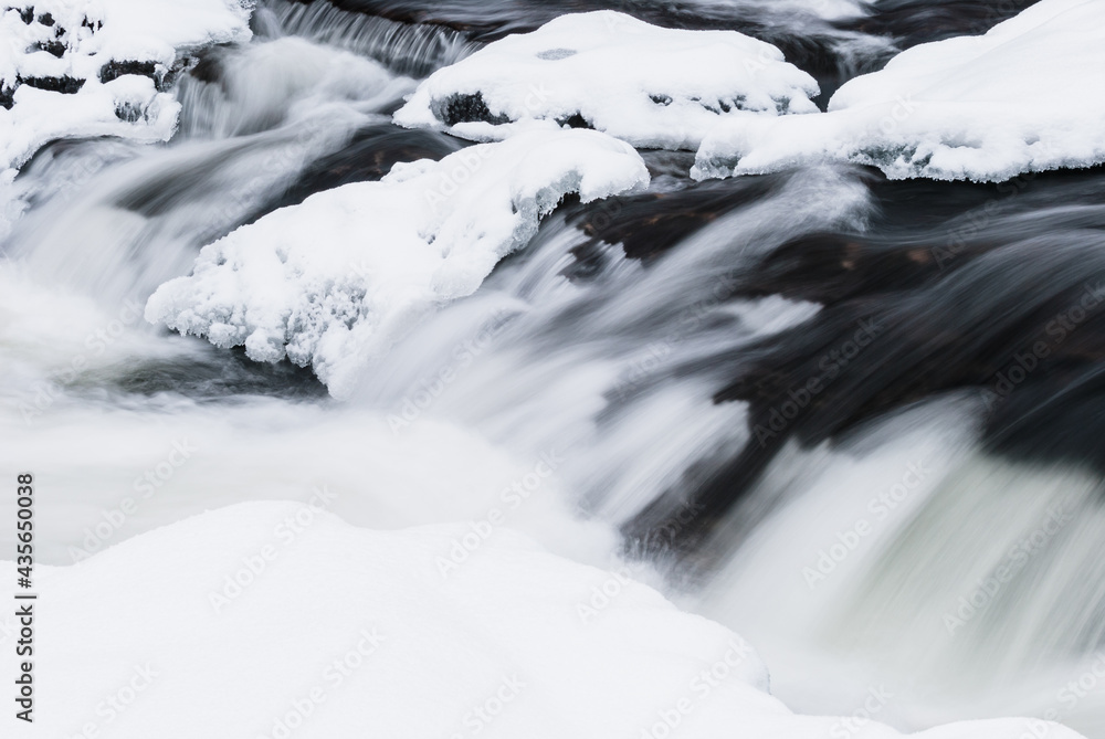 Water running on icy river