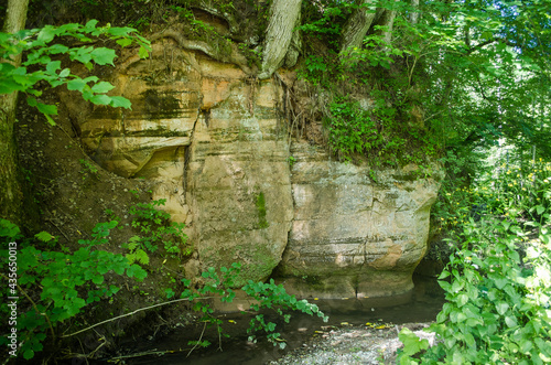 Beautiful sandstone cliff in Kalkupe valley, Slitere, Latvia. photo