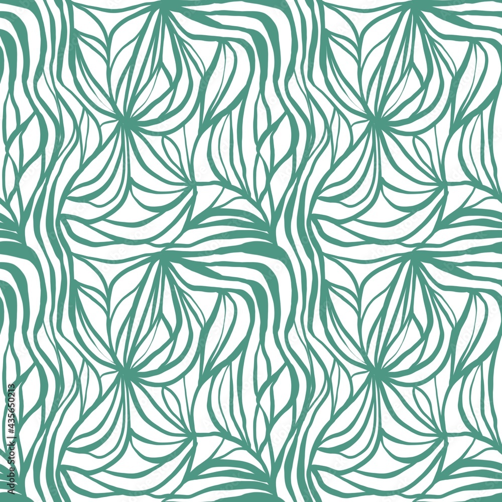 Abstract seamless pattern. Green smooth wavy lines isolated on white. Textile, fabric background. Abstract seamless pattern. Green smooth wavy lines isolated on white. Textile, fabric background.