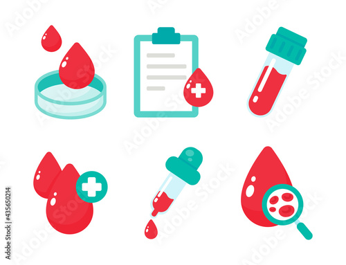 Blood vector that indicates blood type. The concept of a blood test to diagnose a serious disease.