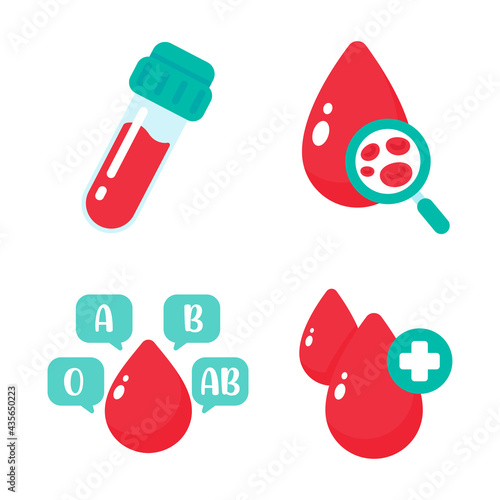 Blood vector that indicates blood type. The concept of a blood test to diagnose a serious disease.