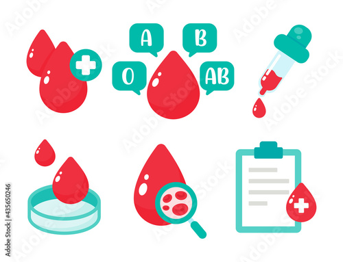 Blood vector that indicates blood type. The concept of a blood test to diagnose a serious disease.
