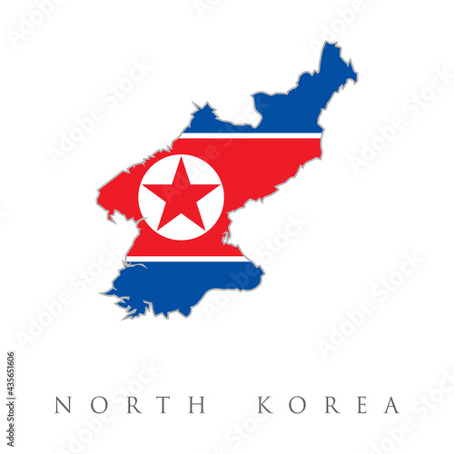 North Korea country flag inside map contour design icon logo. Democratic People's Republic of Korea, North Korea