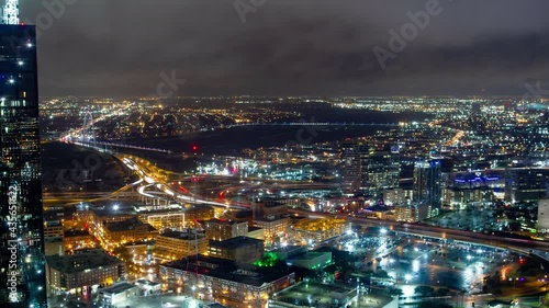 Timelapse of downtown Dallas traffic at night