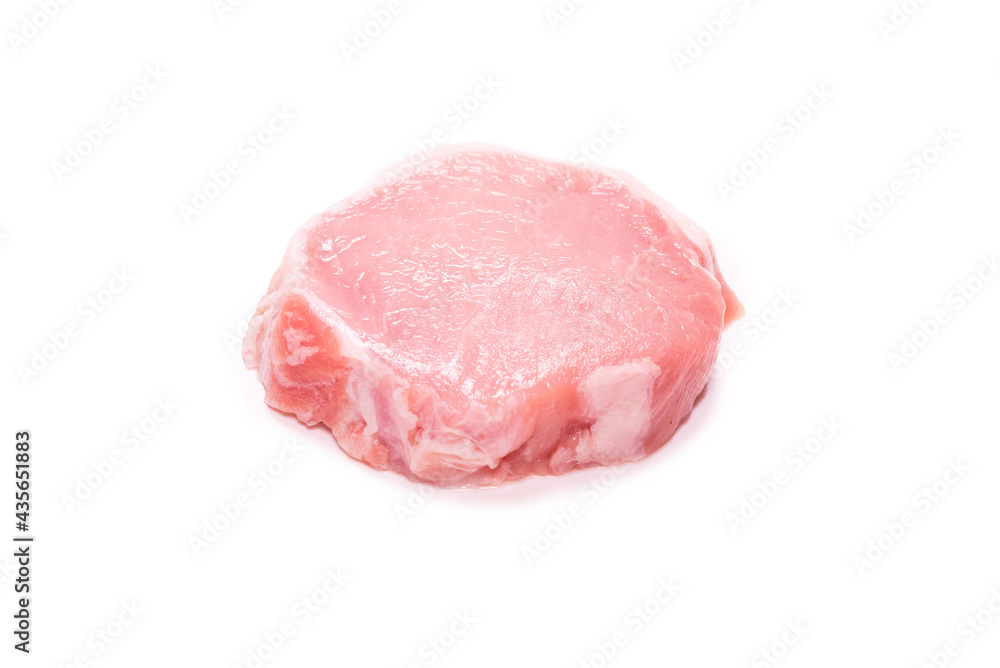 Raw pork pieces isolated on a white background. Raw pork pieces isolated on a white background.