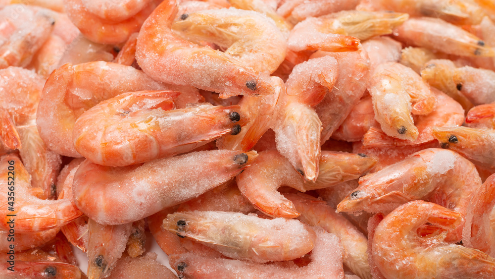 Fresh shrimps in ice. Top view. Fresh shrimps in ice. Top view.