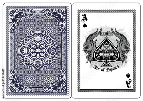 skull with ace of spades, playing card 