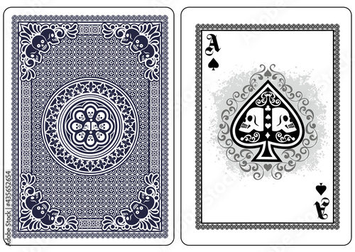 skull with ace of spades, playing card 