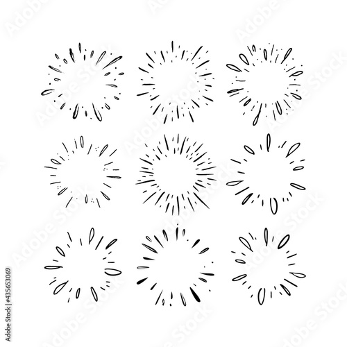 Wallpaper Mural Star burst hand drawn doodles. Sunburst graphic design set. Handmade radial starburst illustrations. Torontodigital.ca