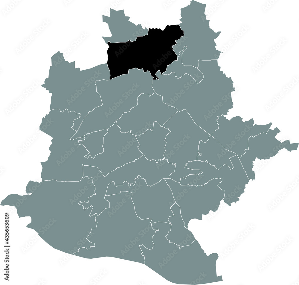 Black location map of the Stuttgarter Stadtbezirk Zuffenhausen district inside the German regional capital city of Stuttgart, Germany