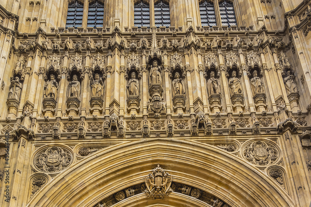 Obraz premium Victoria Tower - largest and tallest (98 m) tower of Palace of Westminster. Palace of Westminster (or Houses of Parliament) located in City of Westminster, London.