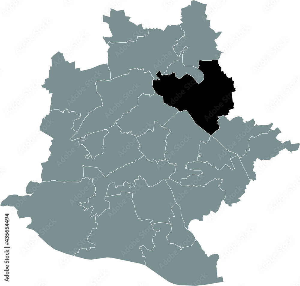 Obraz premium Black location map of the Stuttgarter Stadtbezirk Bad Cannstatt district inside the German regional capital city of Stuttgart, Germany