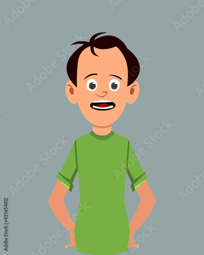 Cartoon character appalling facial expression vector illustration. Young businessman character expression for design, motion or animation.