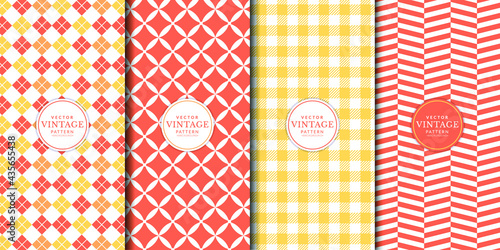 Orange abstract seamless pattern. Abstract seamless geometric pattern vintage orange. Pattern with dots and stripes.