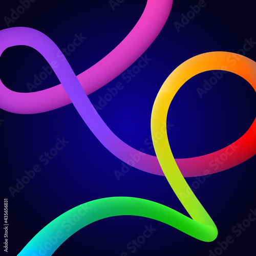 bright colorful quirky liquid blend gradient flow fluid shape swirl on blue background