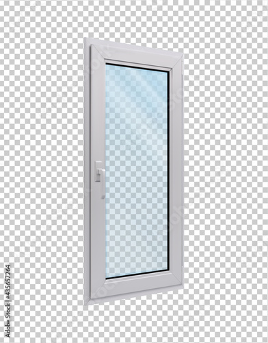 White narrow window in side view on a transparent background. vector illustration