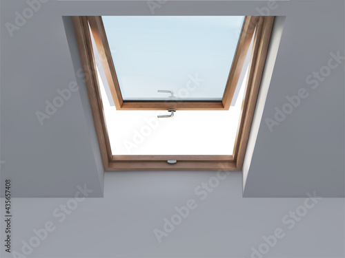 Wooden roof window. vector illustration