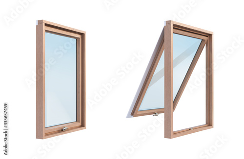 Wooden windows in side view on white background vector illustration