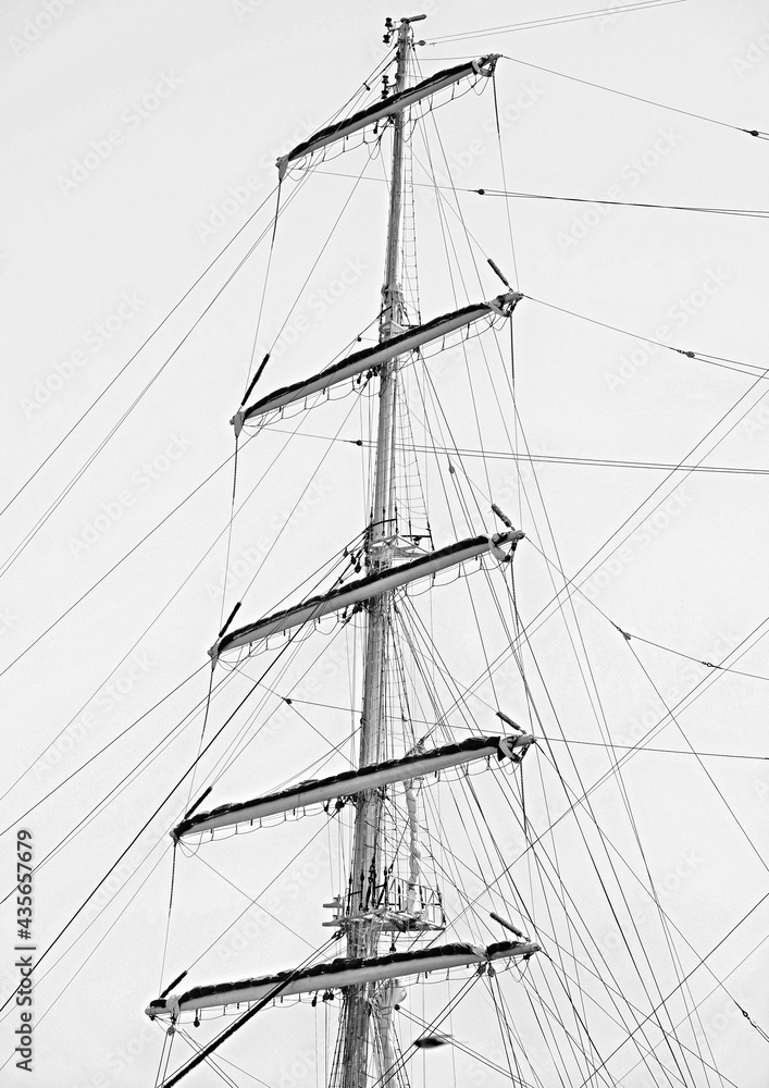 Masts and rigging of a sailing ship Masts and rigging of a sailing ship