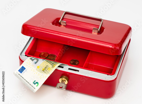 Canvastavla Geldkassette mit wenig Bargeld