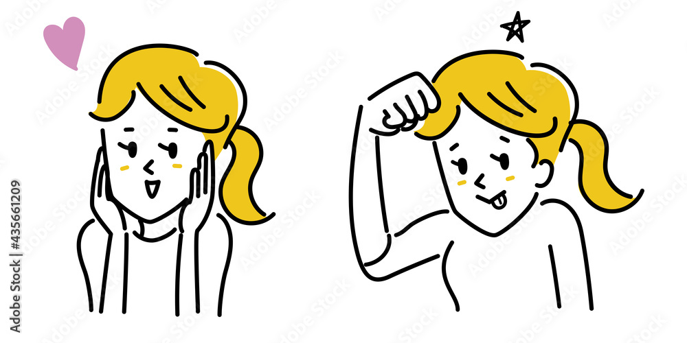 照れる・舌を出すかわいいの女性のイラスト素材 照れる・舌を出すかわいいの女性のイラスト素材