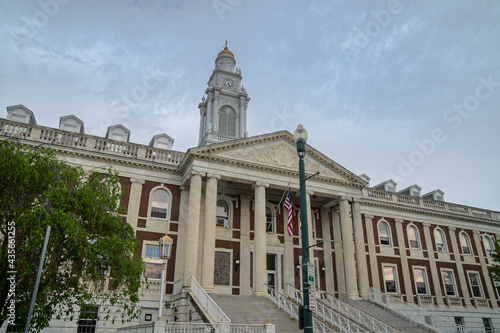 Obraz na płótnie Schenectady, NY - USA - May 22, 2021: a landscape view of the Schenectady City Hall, an example of Federal-style architecture. w salonie