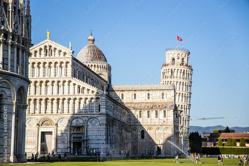 Leaning Tower of Pisa in the warm sun in Italy