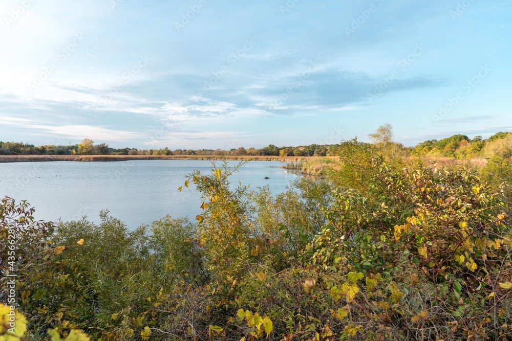 landscape with lake and blue sky landscape with lake and blue sky