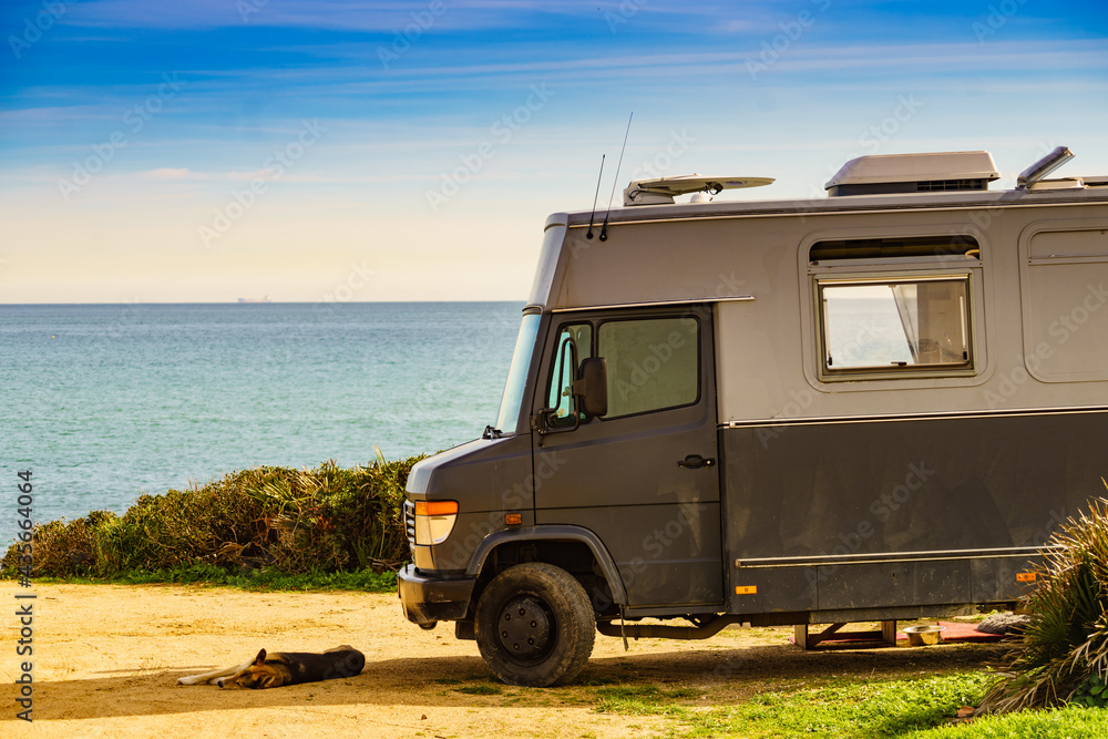 Rv caravan camping on beach