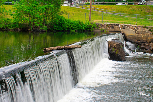 Waterfall created by a dam in Rockaway River at Grace Lord Park in Boonton  New Jersey -04